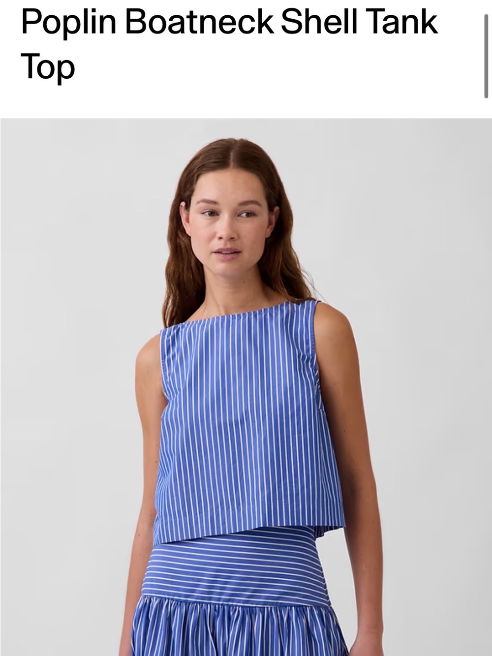 GAP Blue and White Vertical Stripe Boatneck Tank